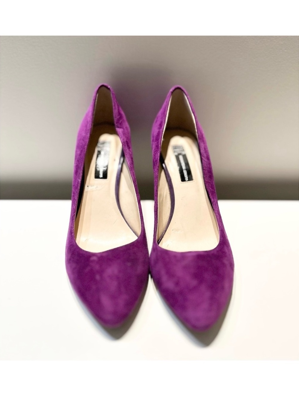 Purple Suede Pointed-Toe Pumps